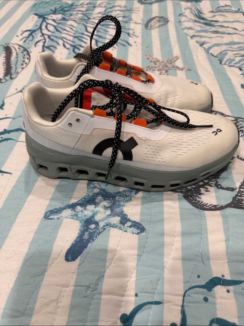 On Running Kids Sneakers - White with Gray & Orange Accents